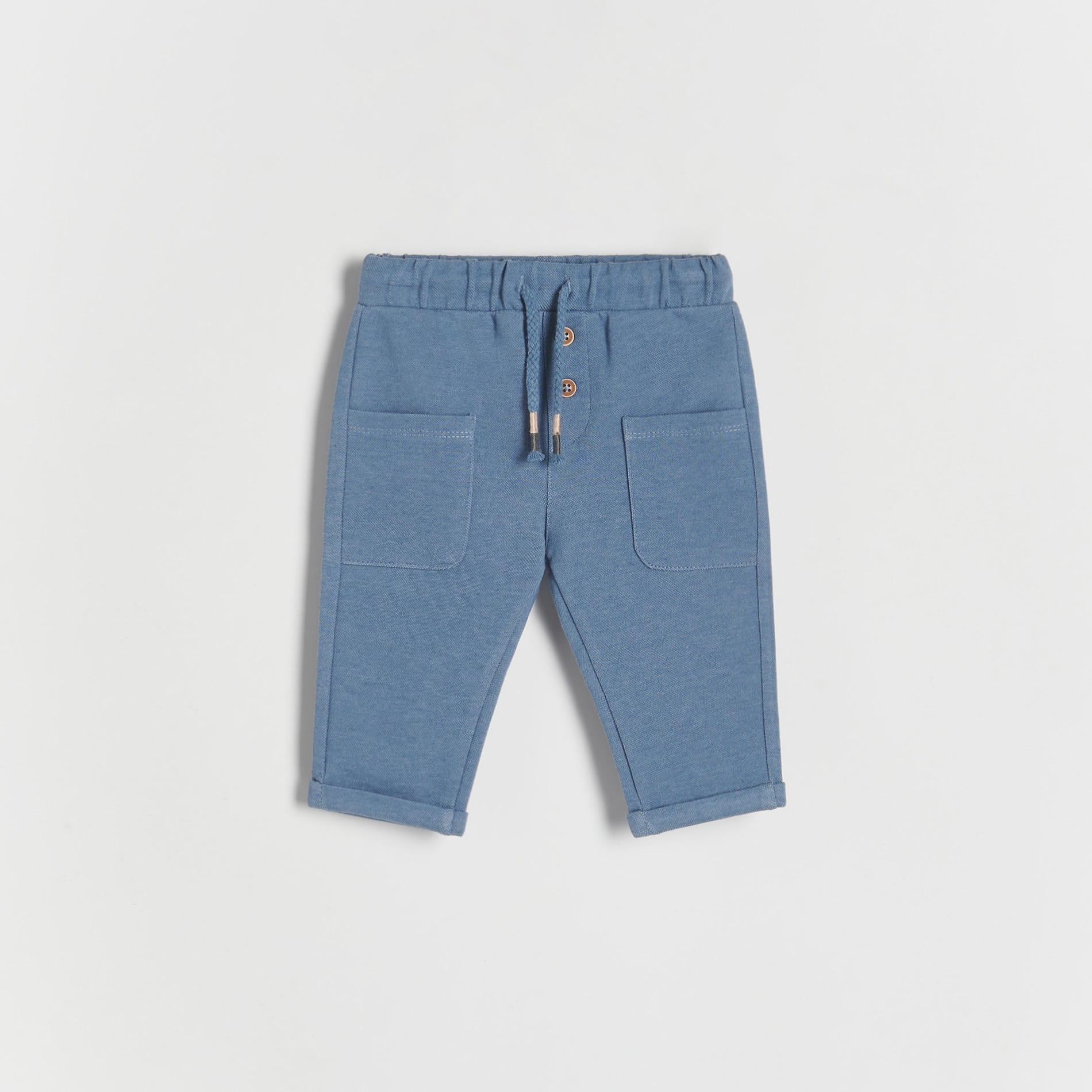 Reserved - Dzianinowe spodnie z kieszeniami - Niebieski