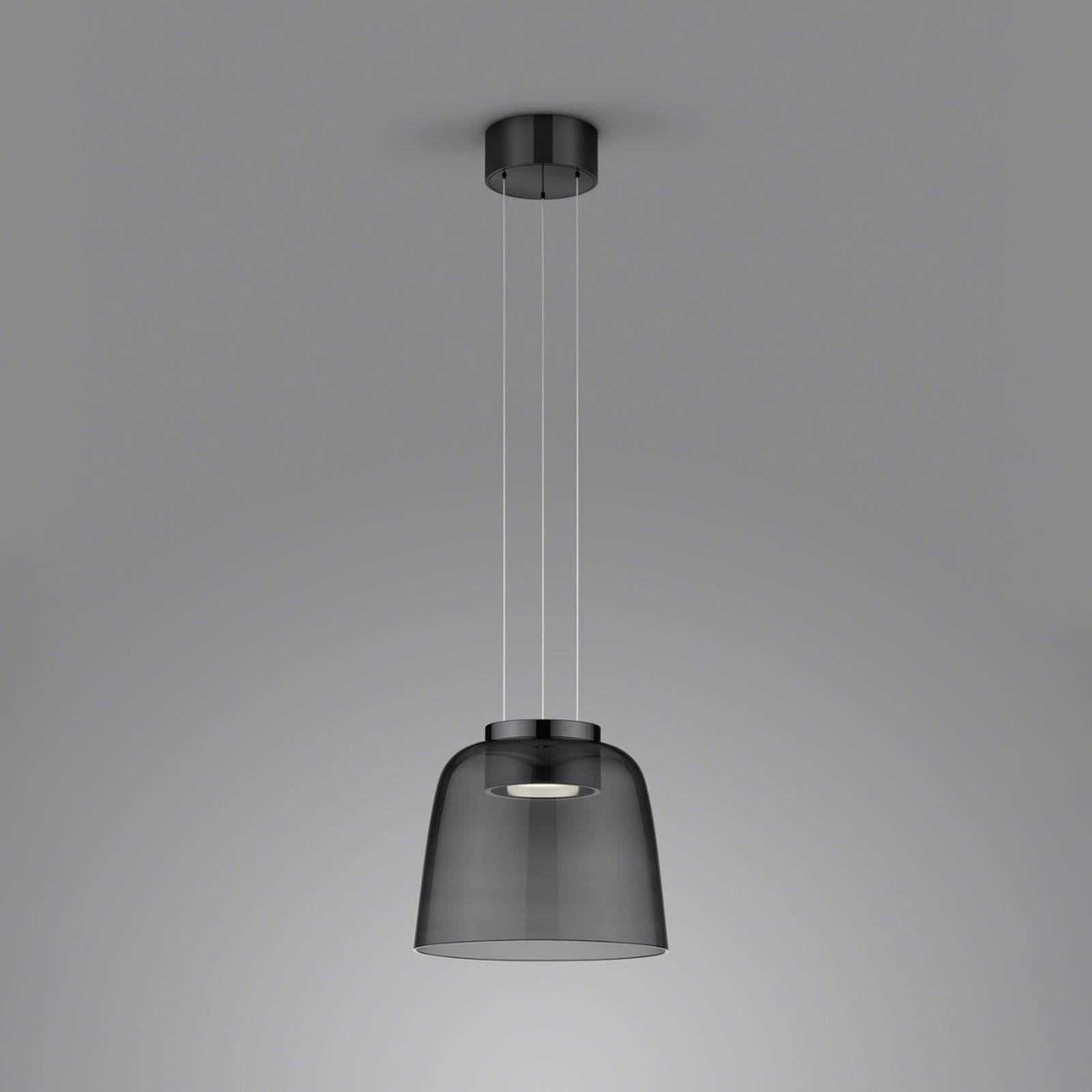 Helestra Oda żyrandol czarny szklany klosz