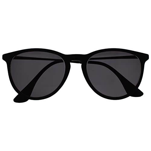 OPULIZE Jet Sonnen okulary do czytania, stylowa, duża designerska oprawka, odporne na zarysowania, przyciemniane soczewki, ochrona UV400, czarna gumowana strona przednia, srebrna, prasowane, czarne