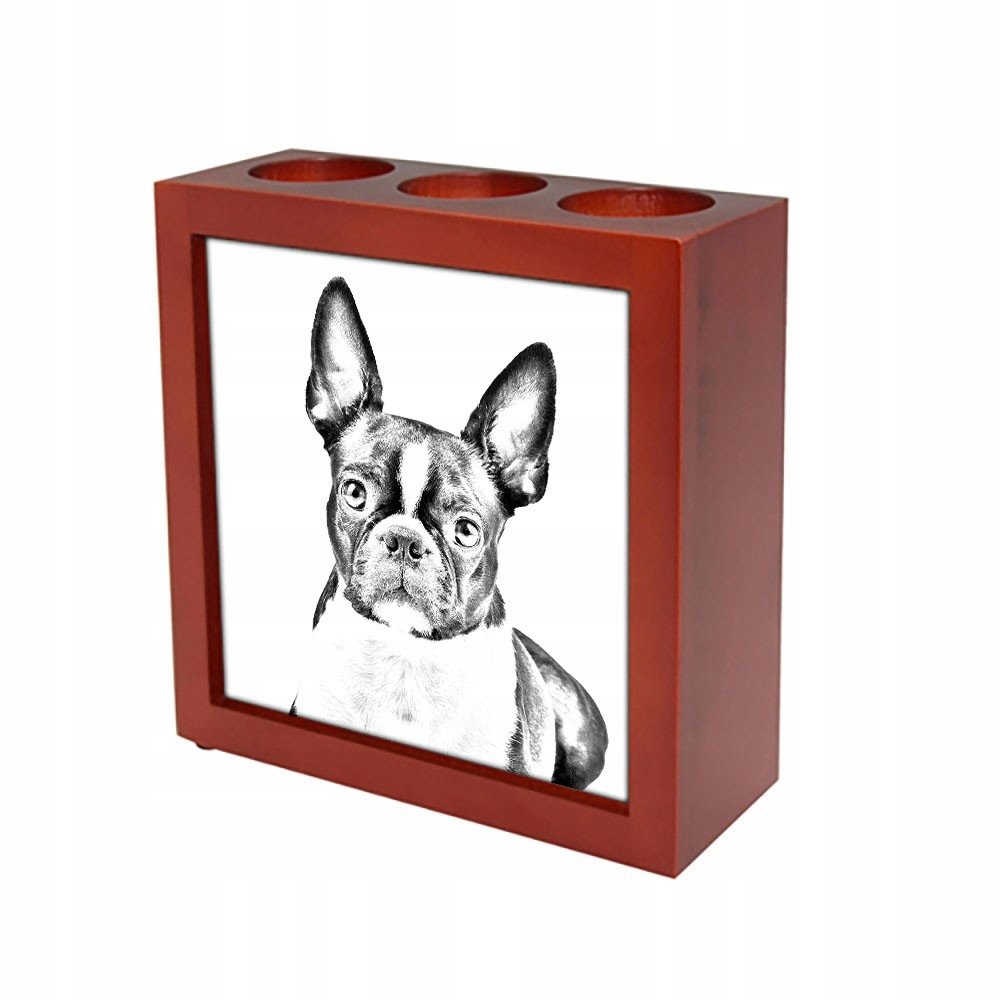 Boston Terrier Stojak na długopisy, świecznik
