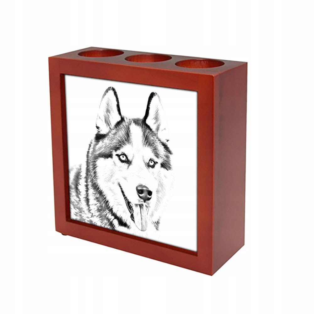 Husky syberyjski Stojak na długopisy, świecznik