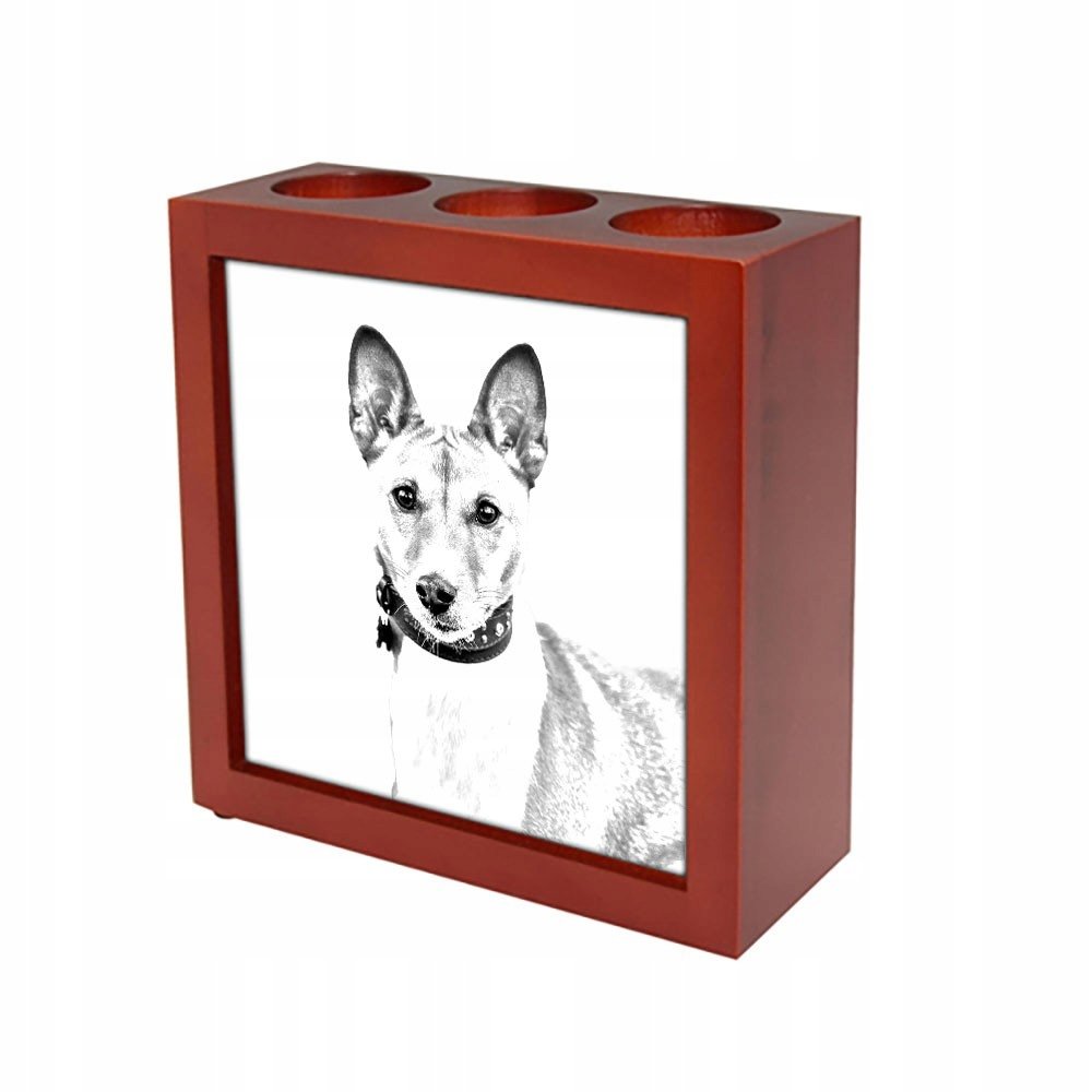 Basenji Stojak na długopisy, świecznik z grafiką