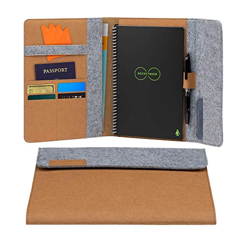 Rocketbook Smart Notebook etui ochronne - jasnobrązowe - Executive (A5), 100% nadaje się do recyklingu, biodegradowalne, uchwyt na długopis, zamknięcie magnetyczne, kieszeń wewnętrzna