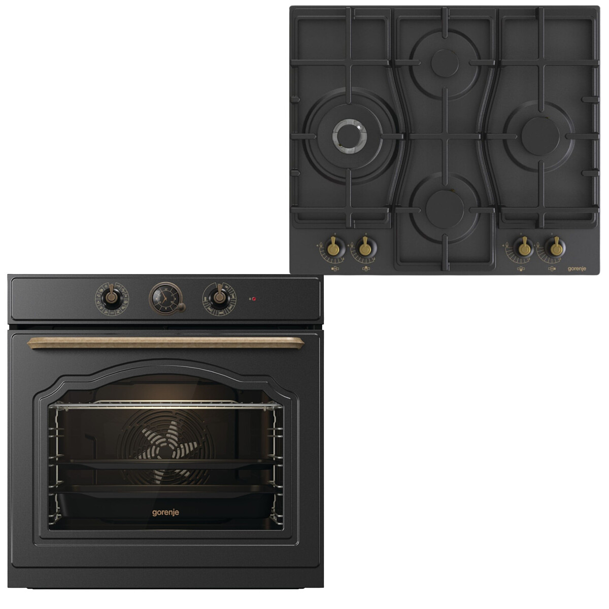 Zestaw AGD do zabudowy Gorenje Piekarnik BOS67371CLB + Płyta gazowa GW6D42CLB Retro 60cm