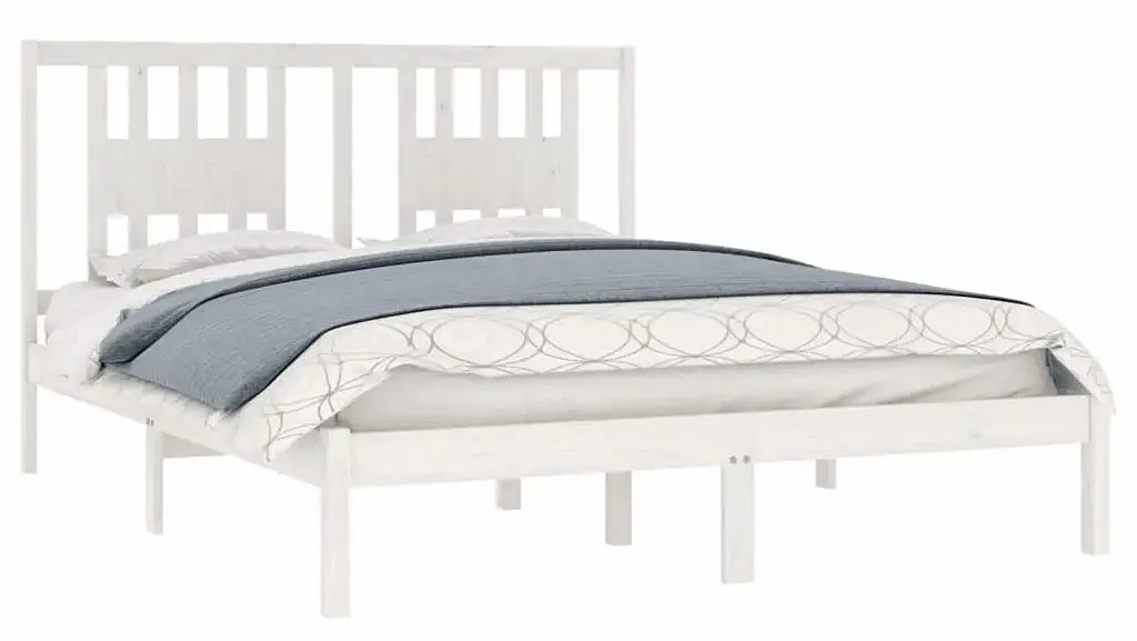 Białe podwójne łóżko sosnowe 140x200 E2-P97