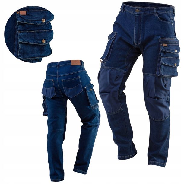 Neo Spodnie Robocze Denim Do Pasa Wzmocnione Bawełna Oxford 81-228 L/52