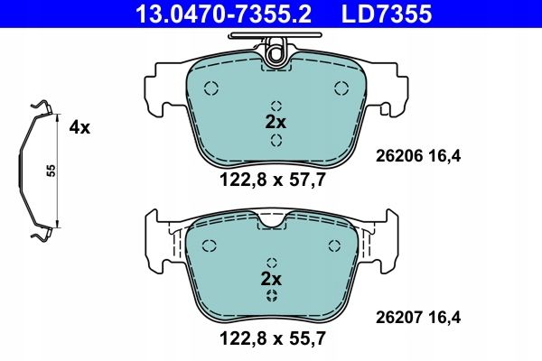 Klocki hamulcowe ATE 13.0470-7355 5WA698451A SKODA OCTAVIA IV 20- tył