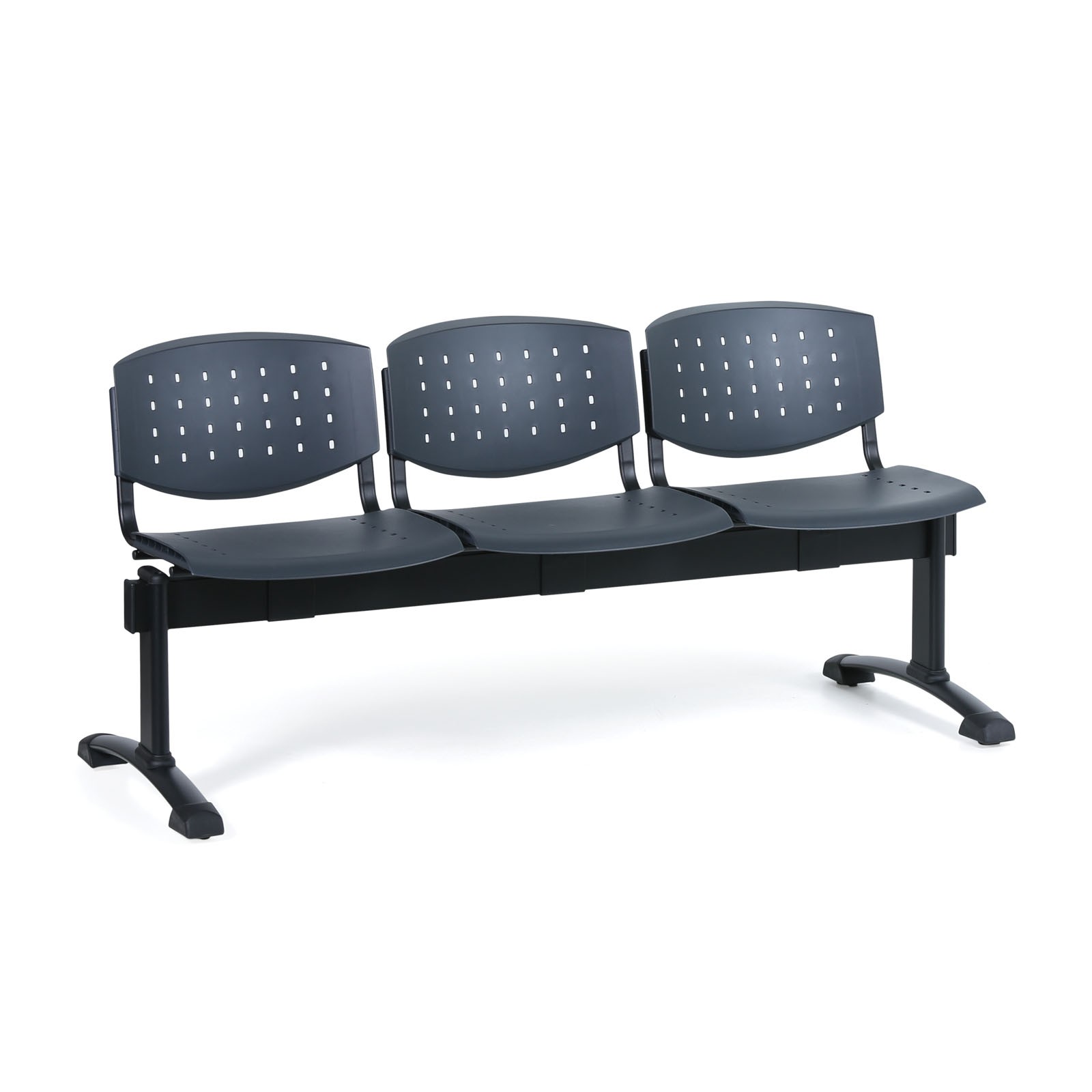 Ławka do poczekalni plastikowa TONY, 3 siedziska, szary