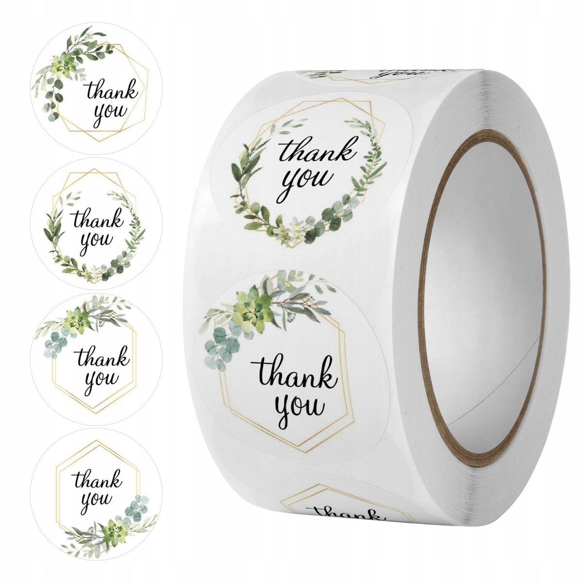 Naklejki  Etykiety Thank You Dziękuję 500 Sztuk Urodziny Wesele 3.5 Cm