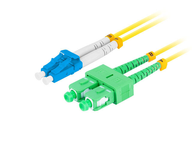 Lanberg, Patchcord światłowodowy sm lc/upc-sc/apc duplex 3.0mm lszh g657a1 0.5m żółty lanberg