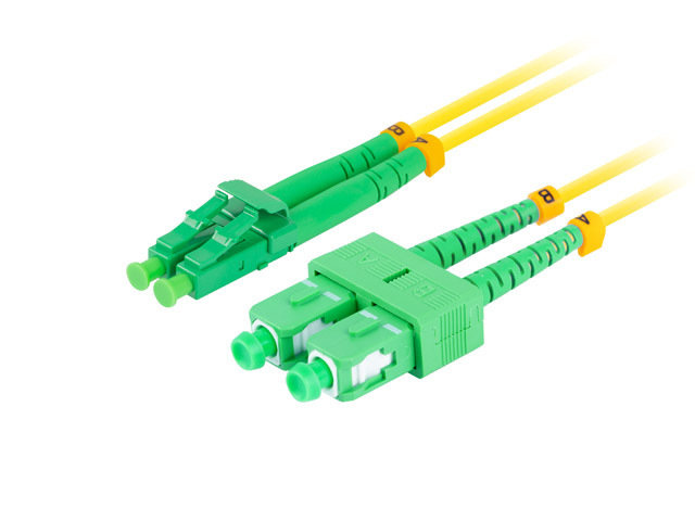 Lanberg, Patchcord światłowodowy sm sc/apc-lc/apc duplex 3.0mm lszh g657a1 1m żółty lanberg
