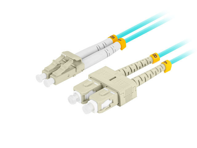 Lanberg, Patchcord światłowodowy mm lc/upc-sc/upc duplex 3.0mm om3 50/125 lszh 2m aqua lanberg