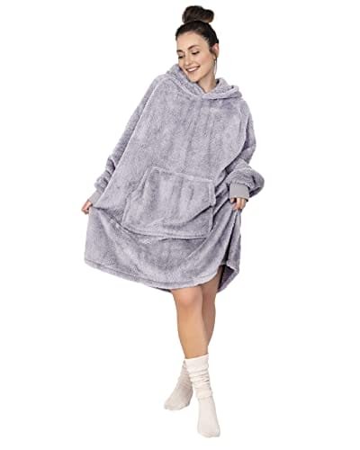 Gräfenstayn Puszysta Bluza Z Kapturem Sherpa Koc Z Rękawami I Kapturem Öko-Tex Standard 100 - Przytulny I Ciepły Sweter Dla Kobiet I Mężczyzn (L – X..
