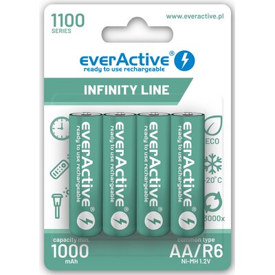 4 x akumulatorki everActive R6/AA Ni-MH 1100 mAh ready to use