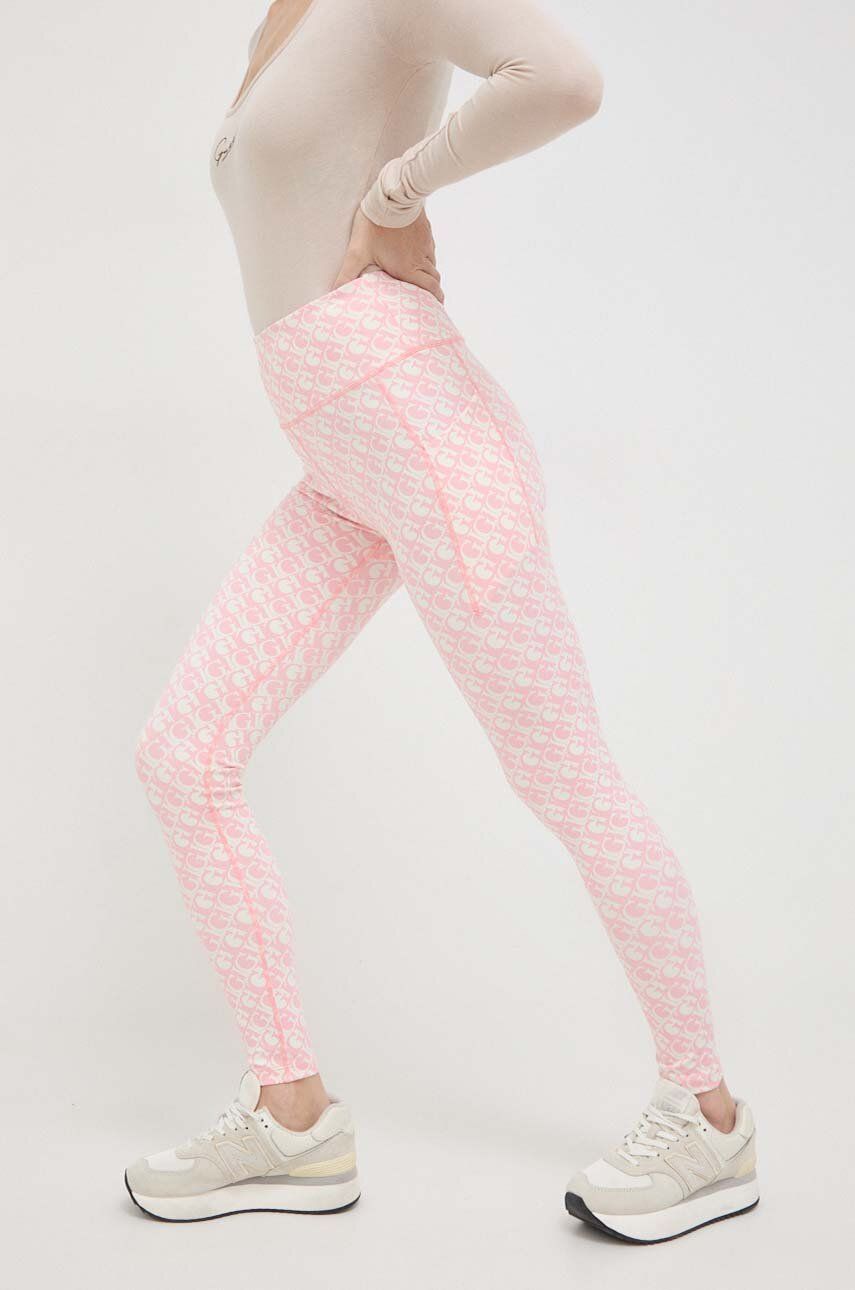 Guess legginsy damskie kolor różowy wzorzyste