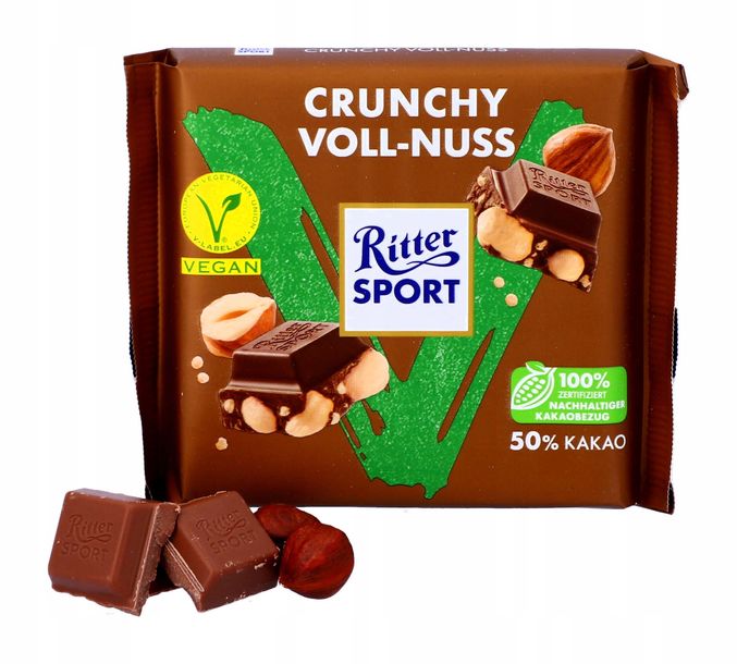 ﻿Czekolada Wegańska Ritter Sport VEGAN Całe Orzechy