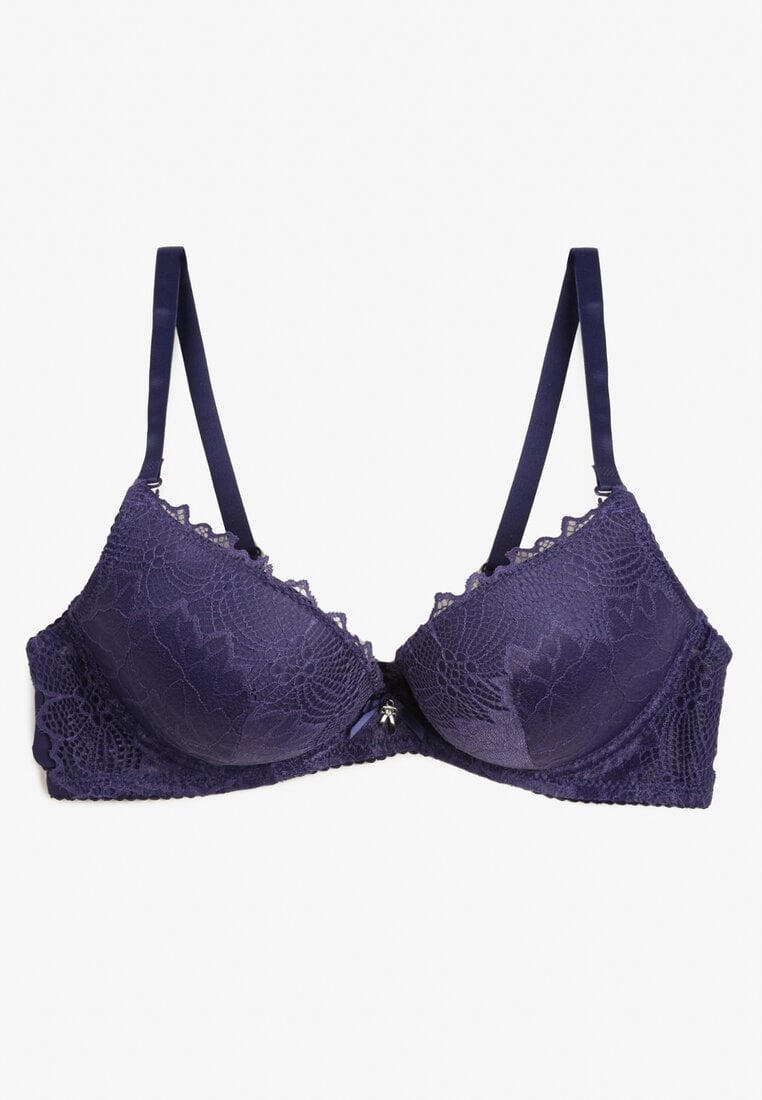 Fioletowy Biustonosz Push Up z Koronką Pahalia