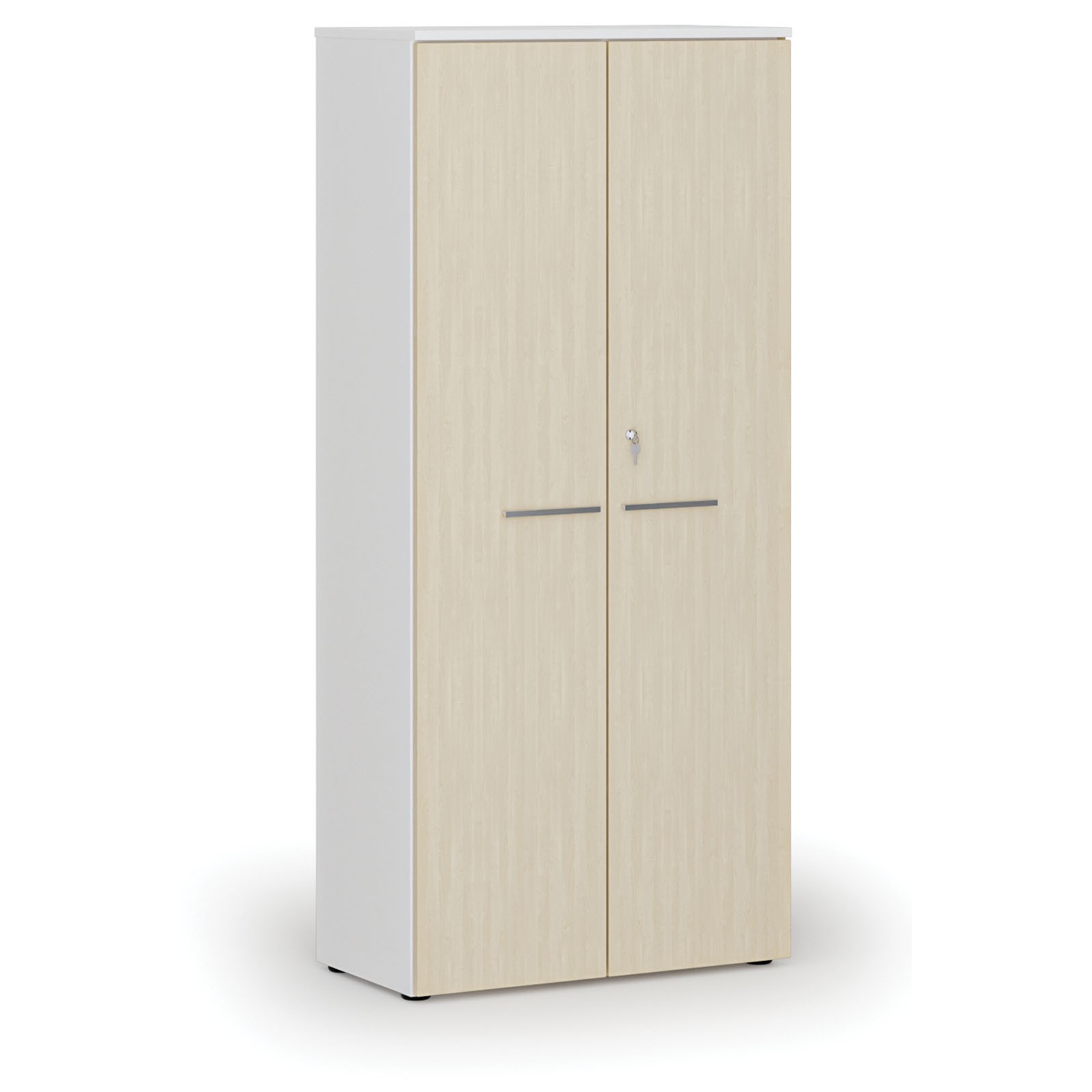 Szafa biurowa z drzwiami PRIMO WHITE, 1781 x 800 x 420 mm, biały/brzoza