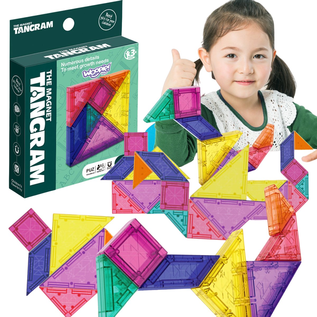 WOOPIE Tangram Klocki Magnetyczne Puzzle 3D