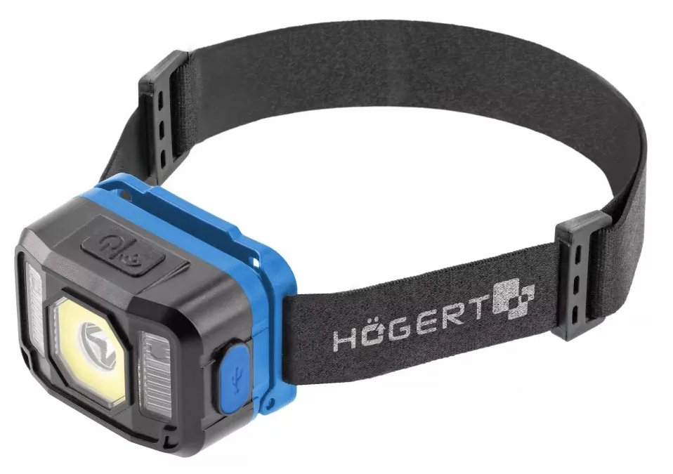 HOGERT Lampa czołowa LED USB 6 funkcji COB
