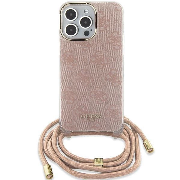 Etui Guess Crossbody Cord 4G Print na iPhone 15 / 14 / 13 - różowe