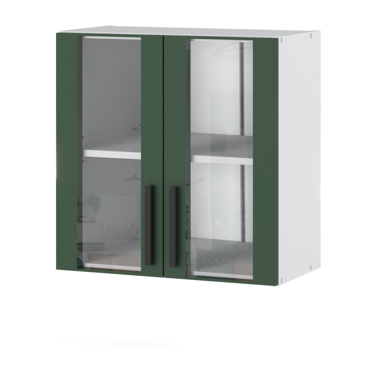 Szafka Kuchenna Wisząca Witryna W80 BLANDE Biała Butelkowa Zieleń