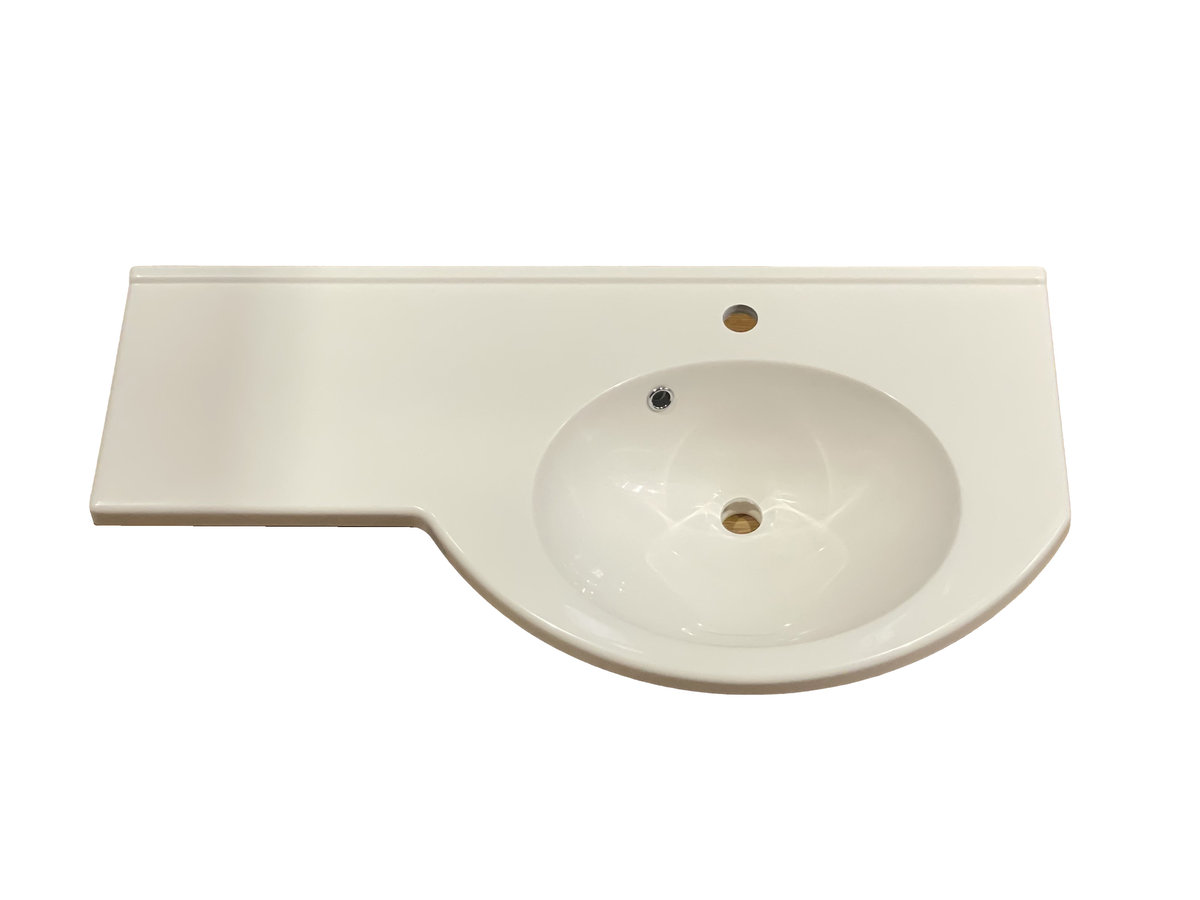 Umywalka wpuszczana w blat, asymetryczna, biała, 102 x 51,5 cm