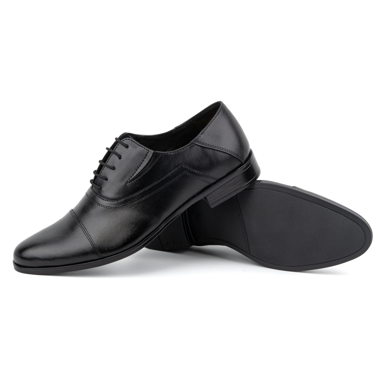 Buty męskie skórzane wizytowe eleganckie sznurowane 290LU czarne - Buty Olivier