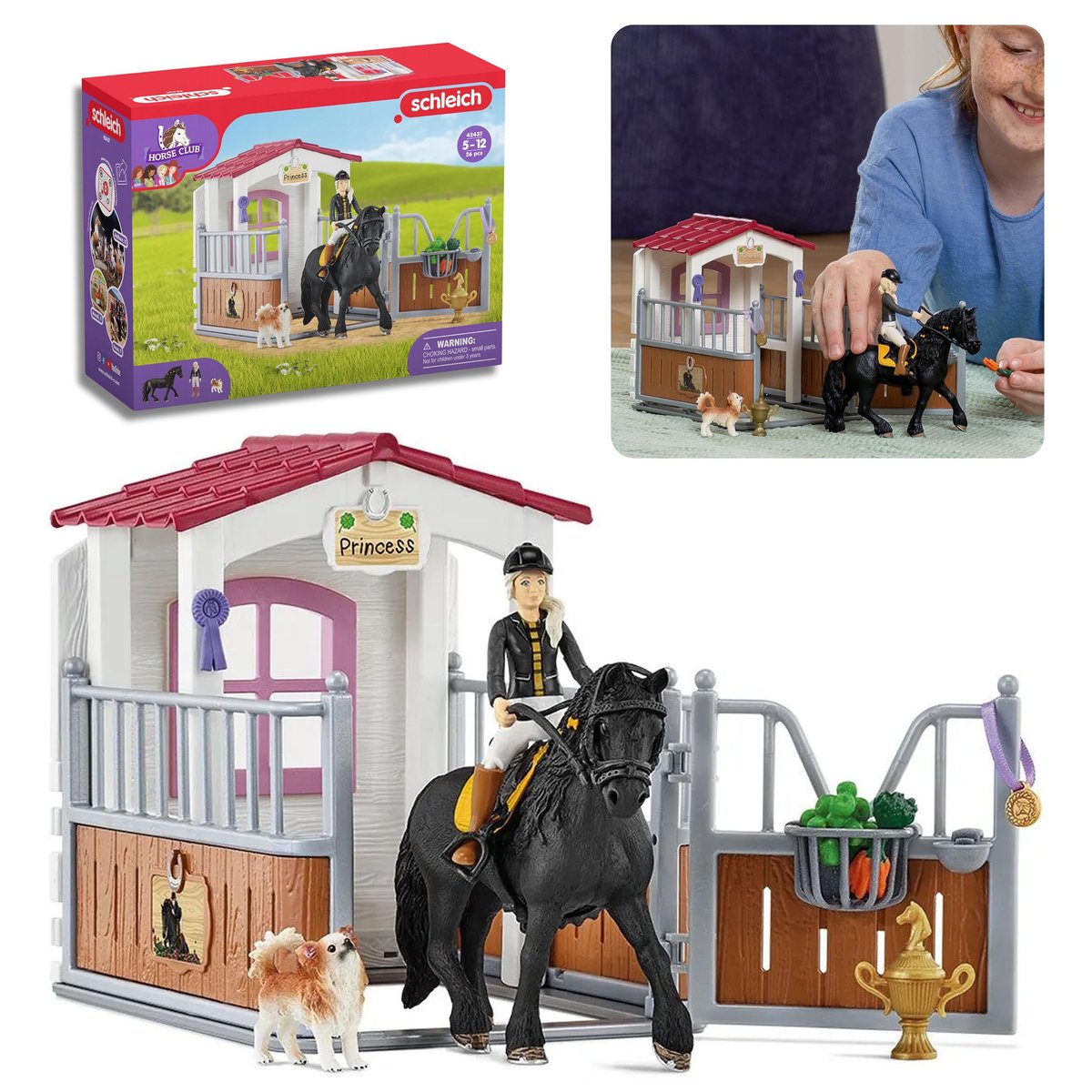 SLH42437 Schleich Horse Club - Boks dla konia, zagroda dla konia Tori & Princess 5+