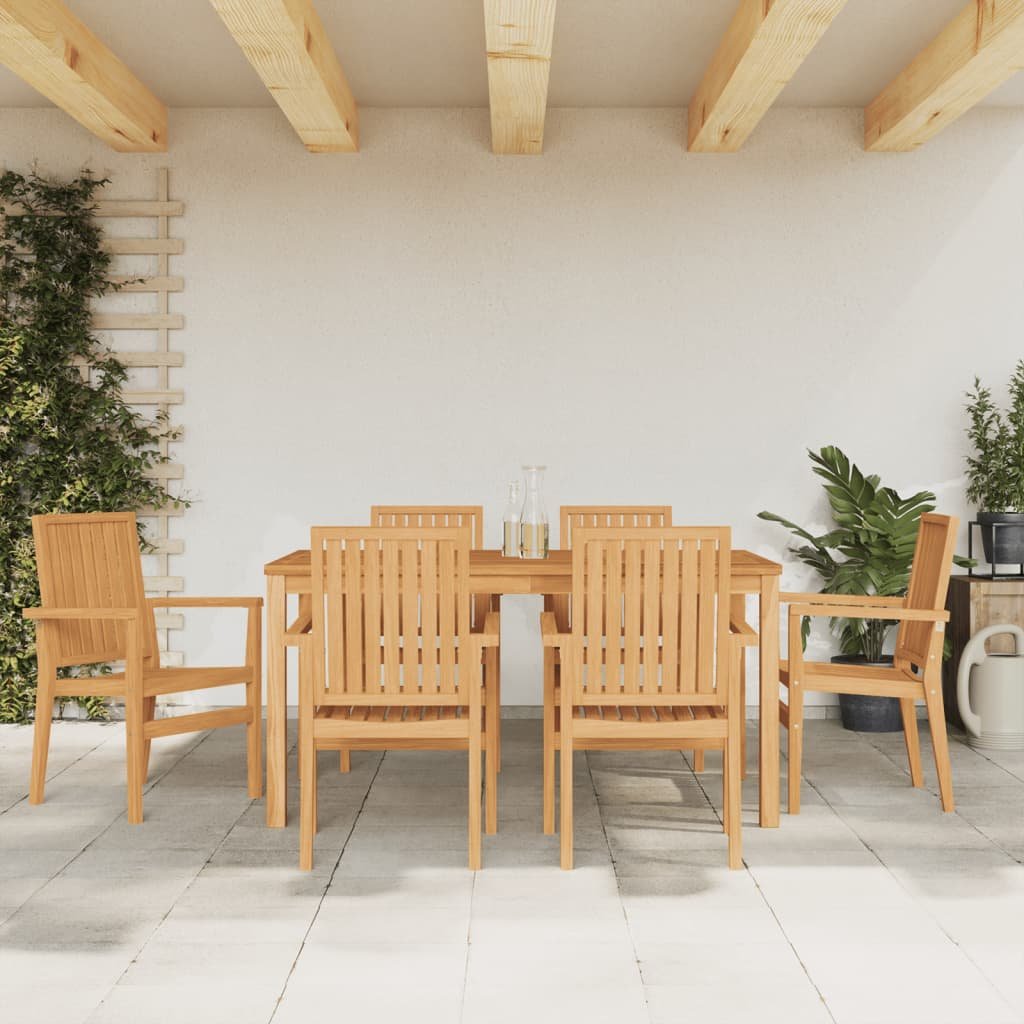 vidaXL Sztaplowane krzesła ogrodowe, 6 szt., 56,5x57,5x91 cm, tekowe