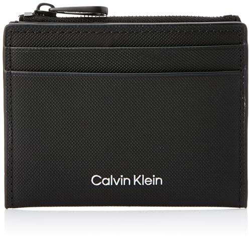 Calvin Klein Męski uchwyt na karty 10 cm³, portfel z zamkiem błyskawicznym, czarny pique, jeden rozmiar, Ck Czarna Pika, Rozmiar Uniwersalny