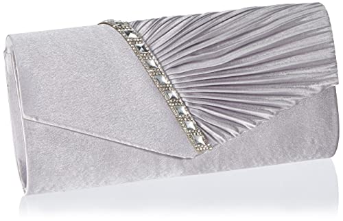 Damara Elegancka damska torebka wieczorowa z kamieniami strasu, srebro, l