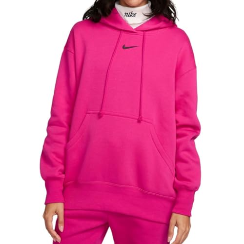 Nike Damska bluza Top W NSW Phnx FLC Os Po Hoodie, Fireberry/Black, DQ5860-615, S
