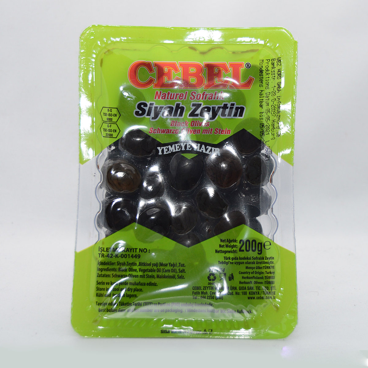 Tureckie Czarne oliwki 200g Cebel