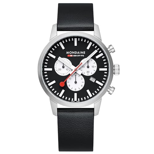 Mondaine Męski analogowy szwajcarski mechanizm kwarcowy zegarek z wegańską skórą winogronową bransoletka MSD.41420.LBV, czarny, Pasek