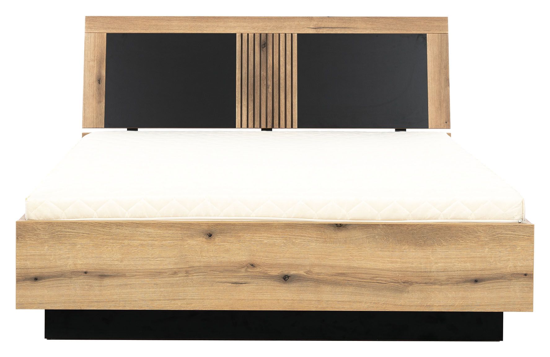 Łóżko Aris As14/180 185X102X215 Cm Dąb Evoke / Czarne W Połysku