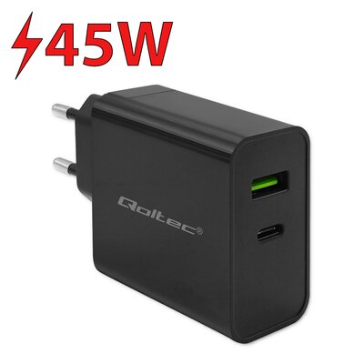 Ładowarka sieciowa QOLTEC Super Quick PD 45W Czarny