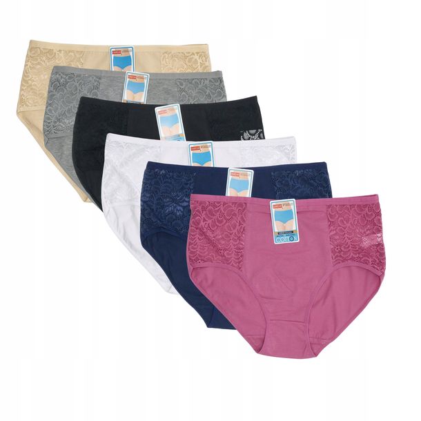 ﻿6X Bawełniane majtki damskie koronkowe XL FORLADY