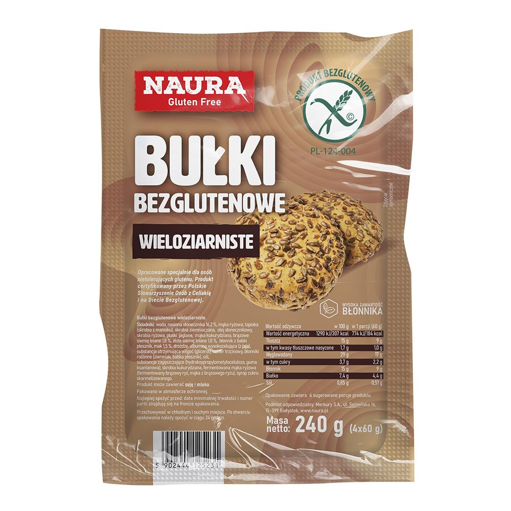 Bułki bezglutenowe wieloziarniste 240 g Naura