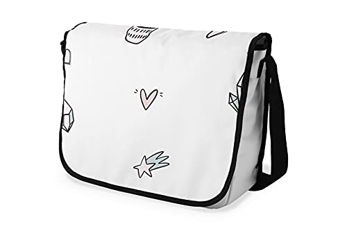 Bonamaison Torba szkolna z nadrukiem cyfrowym dla studentów, torba na ramię, torba kurierska, torba na ramię do szkoły, powrót do szkoły, rozmiar: 29 x 36 cm, wielobarwny, Torba szkolna listonoszka