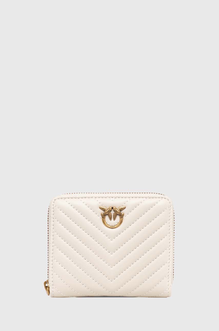 Pinko portfel skórzany damski kolor biały