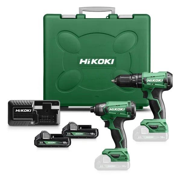 Hikoki KC18DA WCZ akumulatorowy 2-narzędziowy zestaw 18V 2x2,0Ah Li-Ion (DV18DA+WH18DA) w walizce