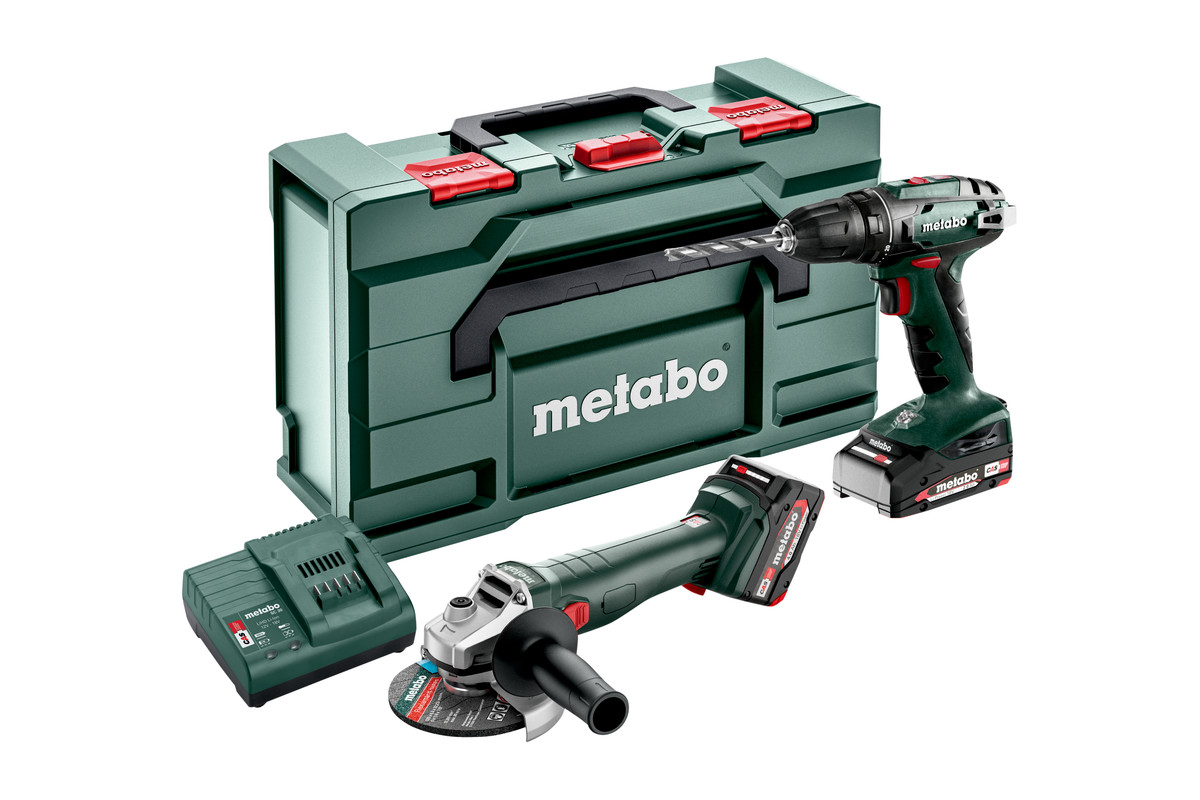 Metabo akumulatorowy zestaw Combo Set 2.4.3 18V 2x2,0Ah 1x4,0Ah Li-Power (BS 18 + W 18 L 9-125) w walizce metaBOX 685204500