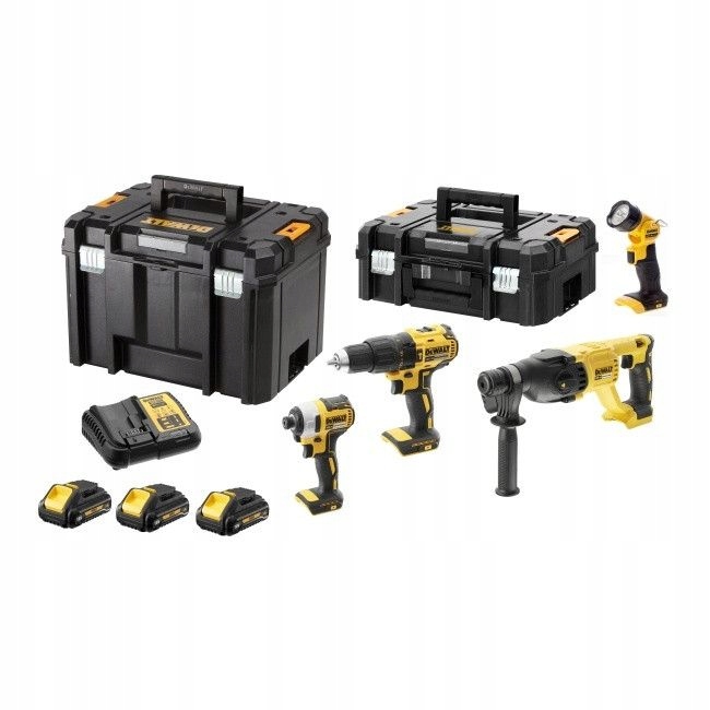 DeWalt DCK440L3T-QW akumulatorowy 4-narzędziowy zestaw Combo 18V 3x3,0Ah Li-Ion (DCD778+DCF787+DCH033+DCL040) w walizkach