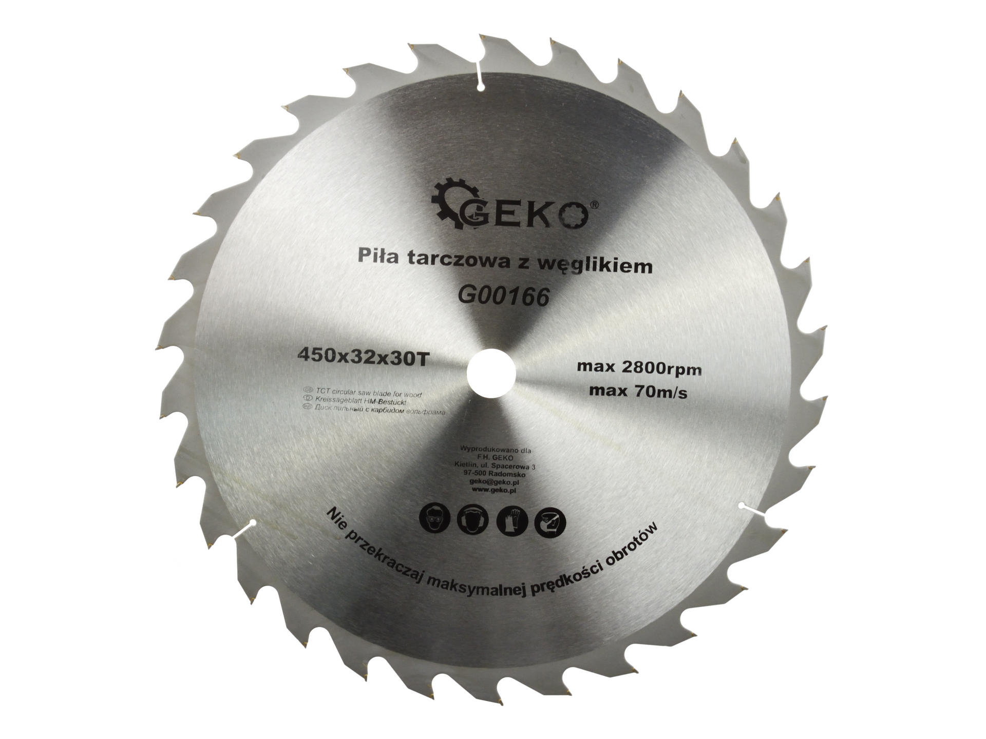 Geko G00166 piła tarczowa do cięcia drewna 450x32 mm 30 zębów