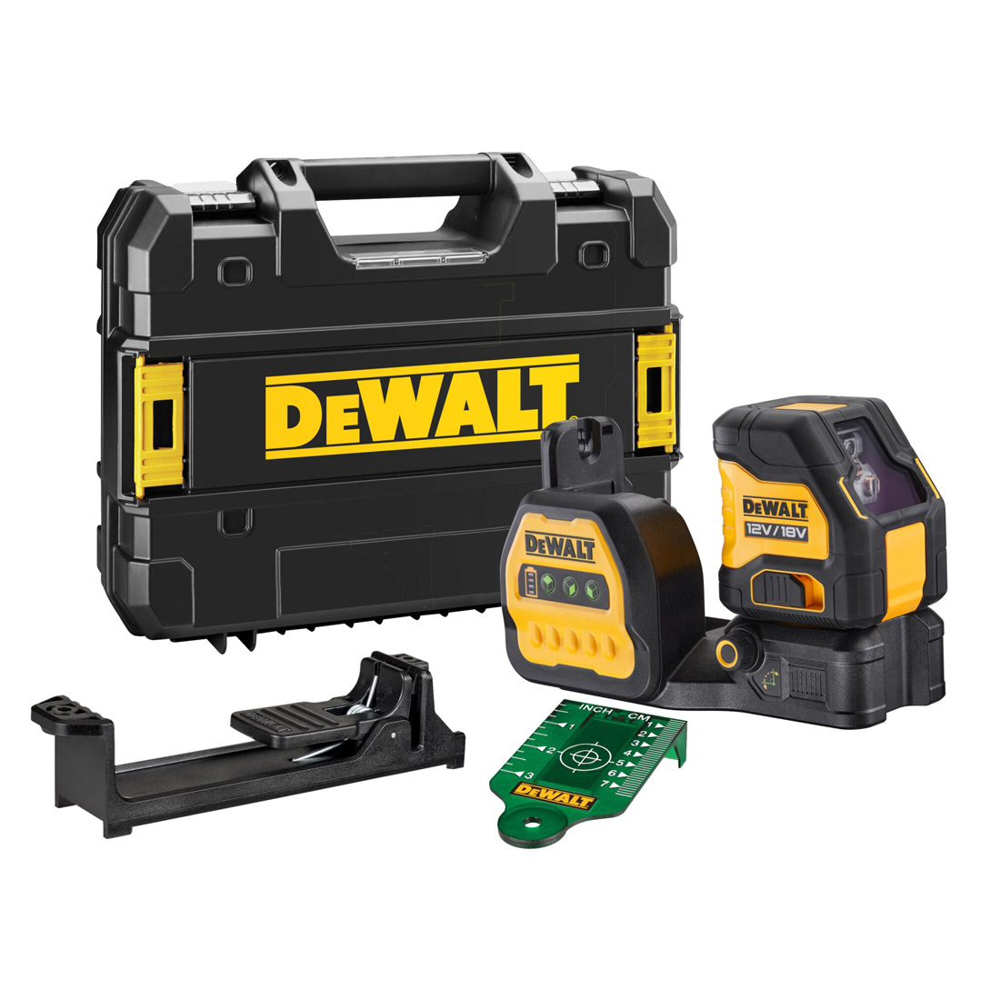 DeWalt DCE088NG18-XJ akumulatorowy samopoziomujący laser krzyżowy 12V/18V z zieloną wiązką lasera bez akumulatorów i ładowarki w walizce