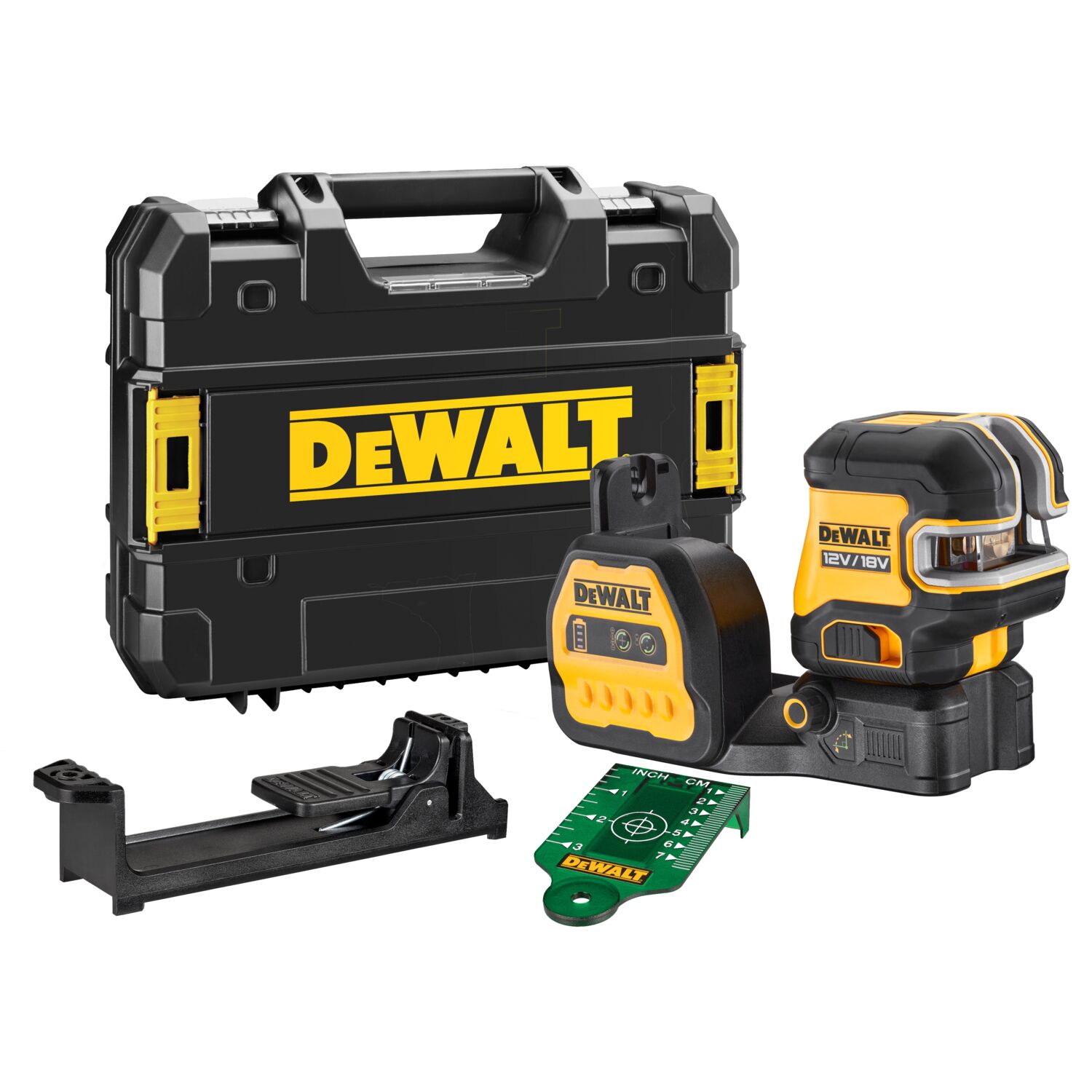 DeWalt DCE825NG18-XJ akumulatorowy samopoziomujący laser krzyżowy 12V/18V z zieloną wiązką lasera bez akumulatorów i ładowarki w walizce TSTAK