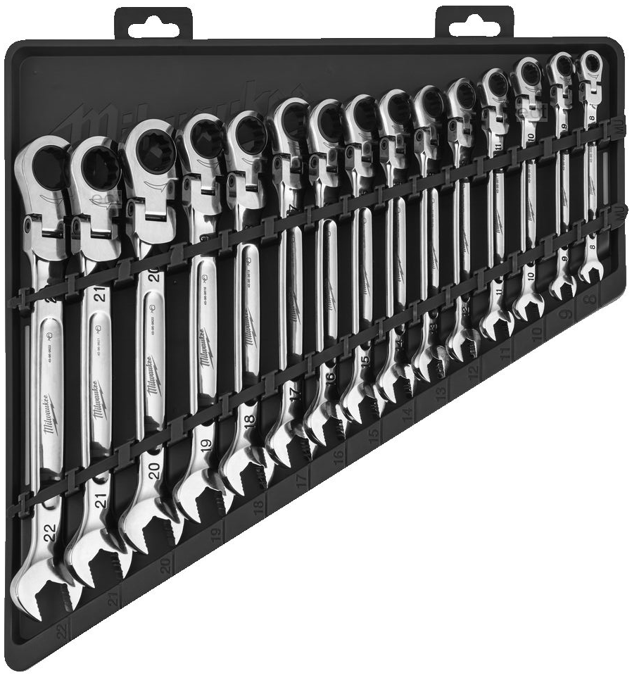 Milwaukee zestaw kluczy płasko-oczkowych z grzechotką 8-22 mm Maxbite 15 elementów 4932478558