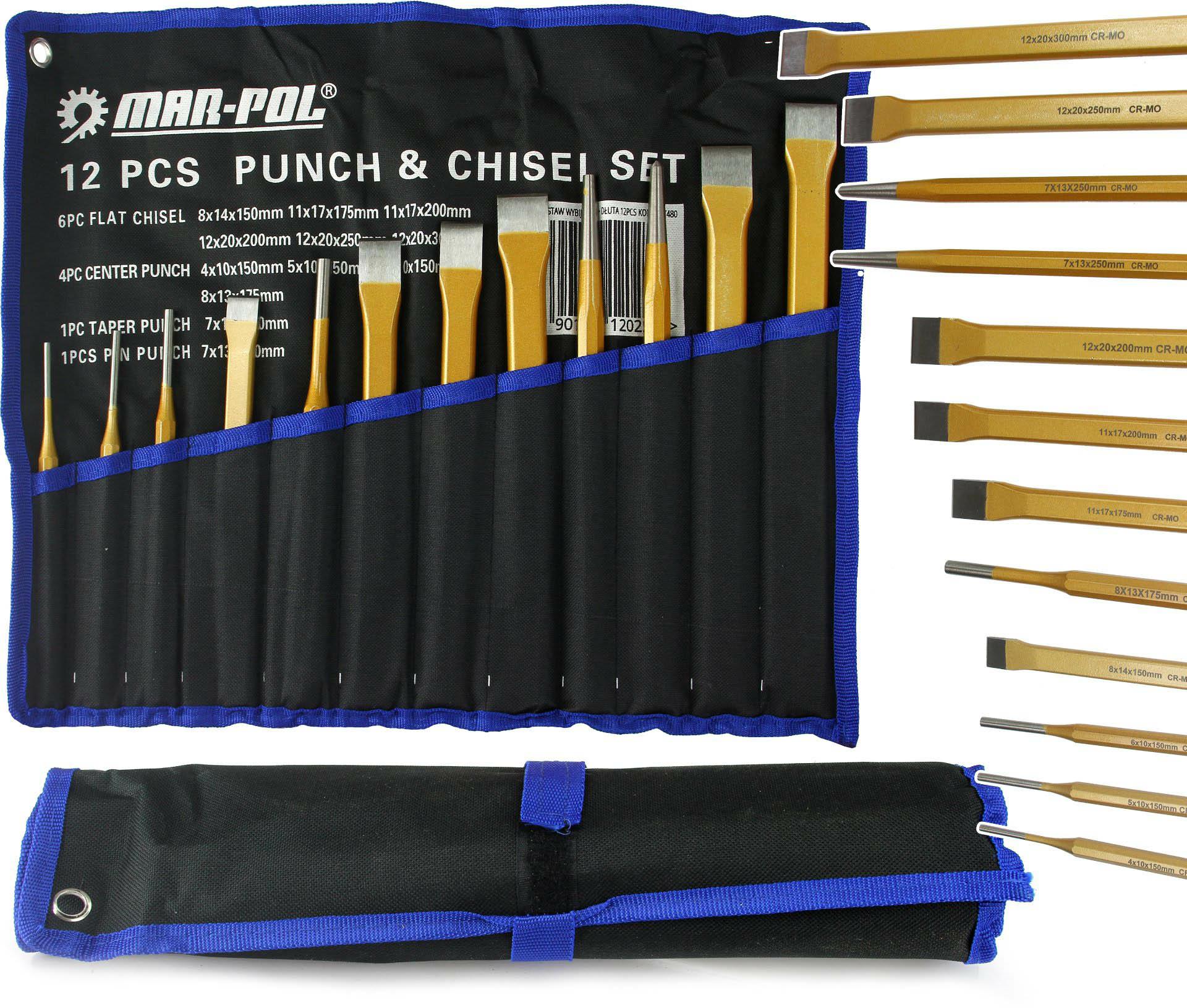 MAR-POL ZESTAW WYBIJAKÓW+DŁUTA 12szt