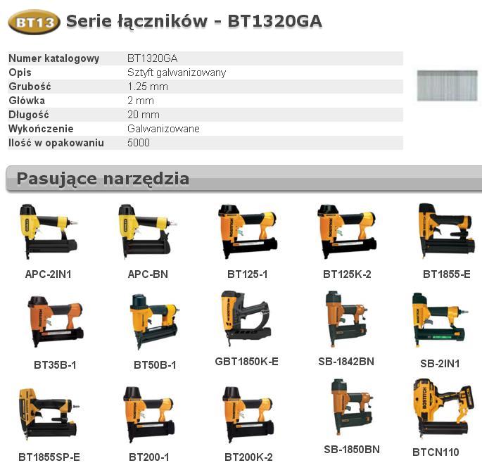 BOSTITCH BT1320GA SZTYFTY BT13 20 mm 5000 szt.